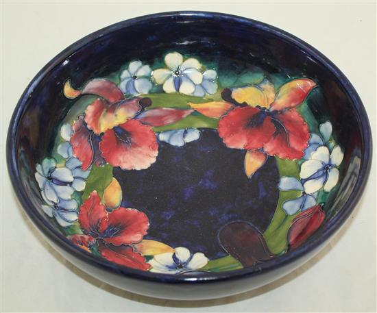 A Moorcroft Spring Flowers pattern bowl, post-war, 27.5cm